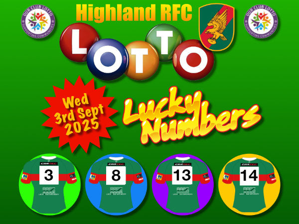 Highland Rugby Lotto Result 3rd September