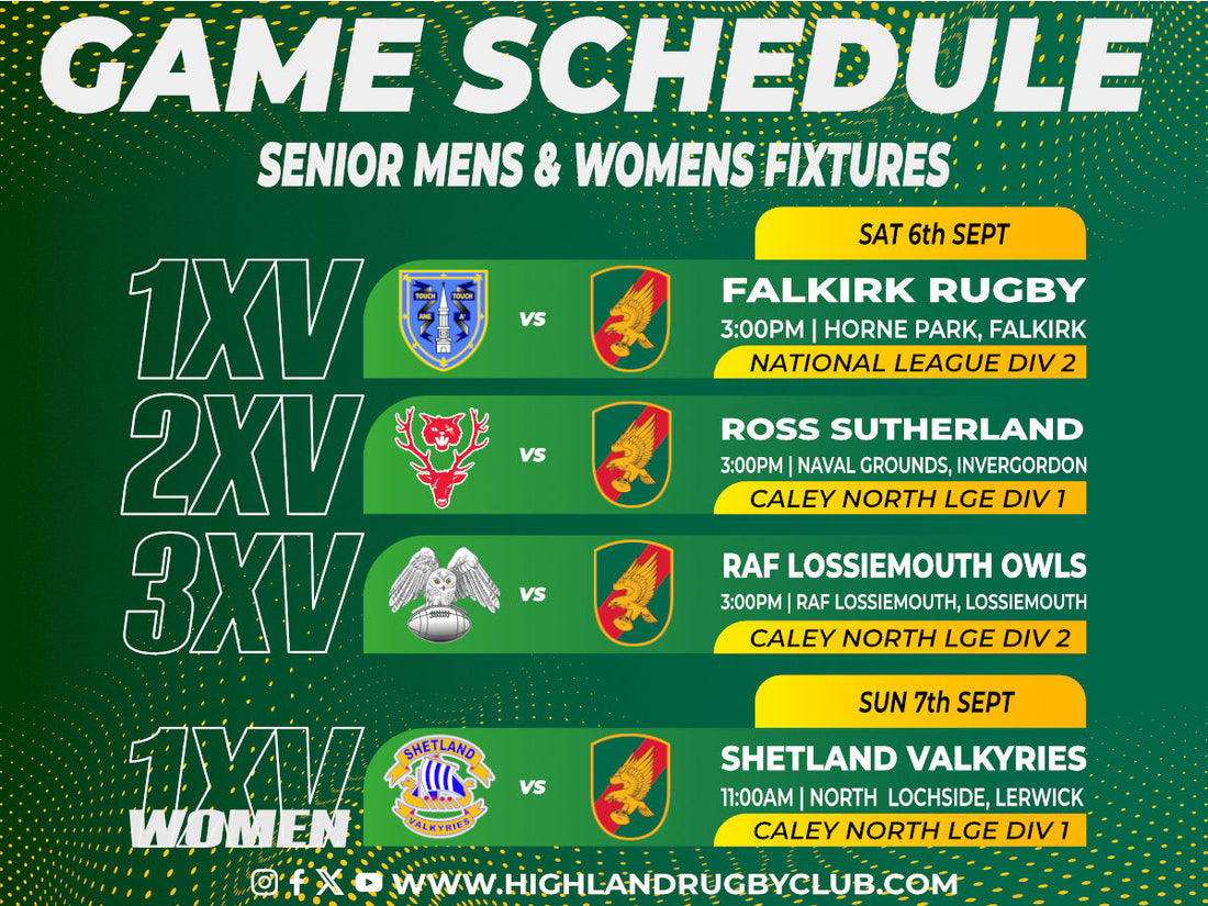 Senior Men's and Women's Fixtures w/e 6th Sept